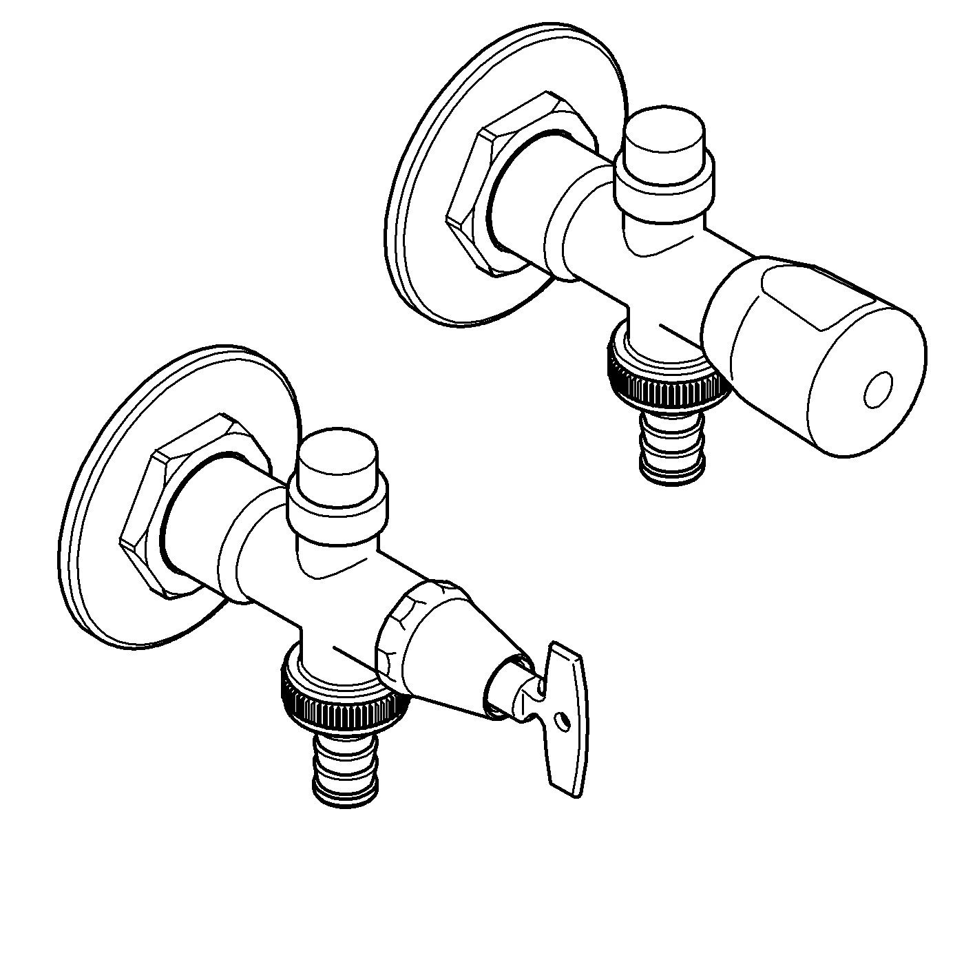 Außenwandventil-Bausatz Eurotec 41208, DN 15, Einbautiefe 170 - 500 mm, frostsicher, Steckschlüssel- und Sanitärgriff, Rückflussverhinderer Typ EB, eigensicher, chrom