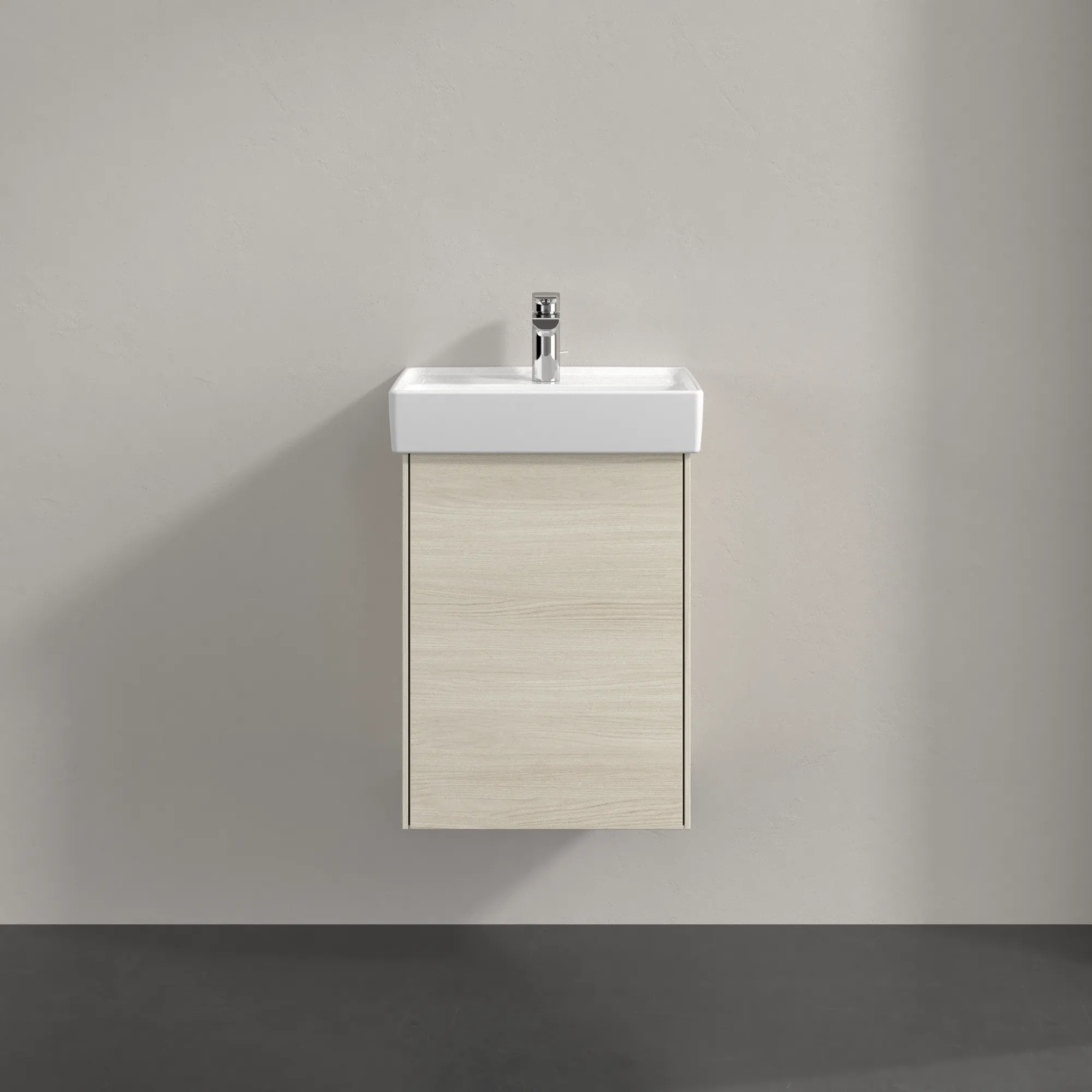 Villeroy & Boch Waschtischunterschrank mit Tür „Collaro“ 410 × 546 × 344 mm White Oak, für Becken mittig, Anschlag links, ohne Beleuchtung Villeroy & Boch Waschtischunterschrank mit Tür „Collaro“ 410 × 546 × 344 mm White Oak, für Becken mittig, Anschlag links, ohne Beleuchtung