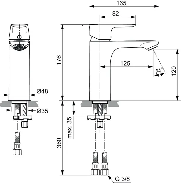 Waschtischarmatur Connect Air, Grande, 5l/min., ohne Ablaufgarnitur, Ausladung 125mm, Brushed Gold Waschtischarmatur Connect Air, Grande, 5l/min., ohne Ablaufgarnitur, Ausladung 125mm, Brushed Gold