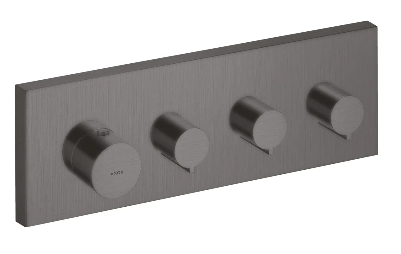 Hansgrohe AXOR ShowerSolutions Thermostatmodul 360/120 Unterputz eckig, Brushed Black Chrome, 3 Verbraucher, max. Durchfluss 59 l/min, Anschluss DN20 Hansgrohe AXOR ShowerSolutions Thermostatmodul 360/120 Unterputz eckig, Brushed Black Chrome, 3 Verbraucher, max. Durchfluss 59 l/min, Anschluss DN20