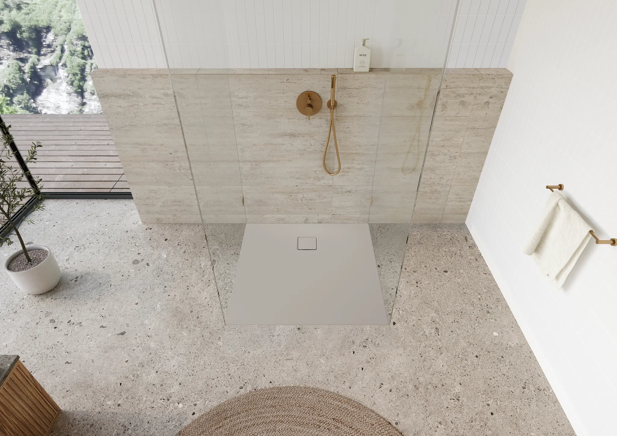 Kaldewei quadrat Duschwanne „ALUVIA“ 1200 × 1200 mm in warm grey 30