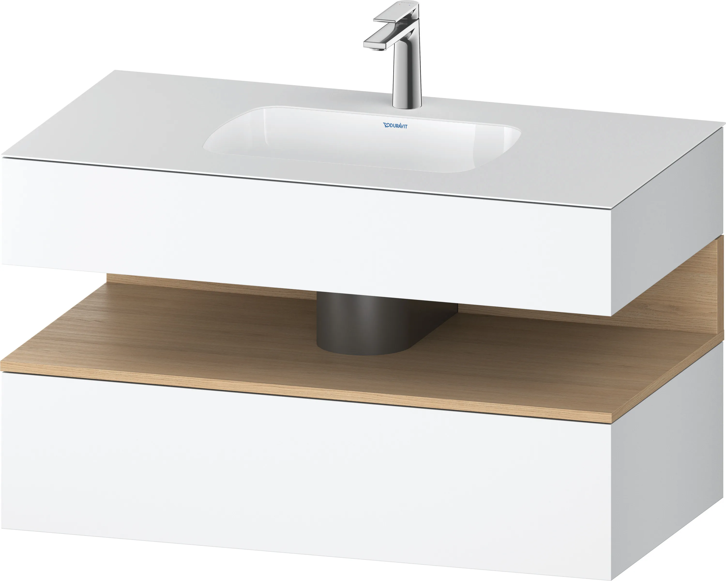 Einbauwaschtisch mit Konsolenwaschtischunterbau „Qatego“ 100 × 55 × 60 cm, ohne Beleuchtung