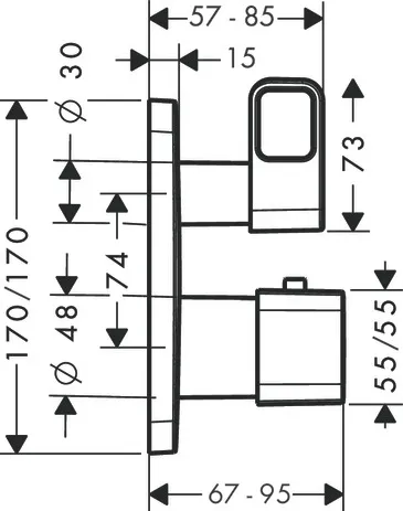 Thermostat UP Axor Urquiola F-Set chrom mit Absperr-u.Umstellventil