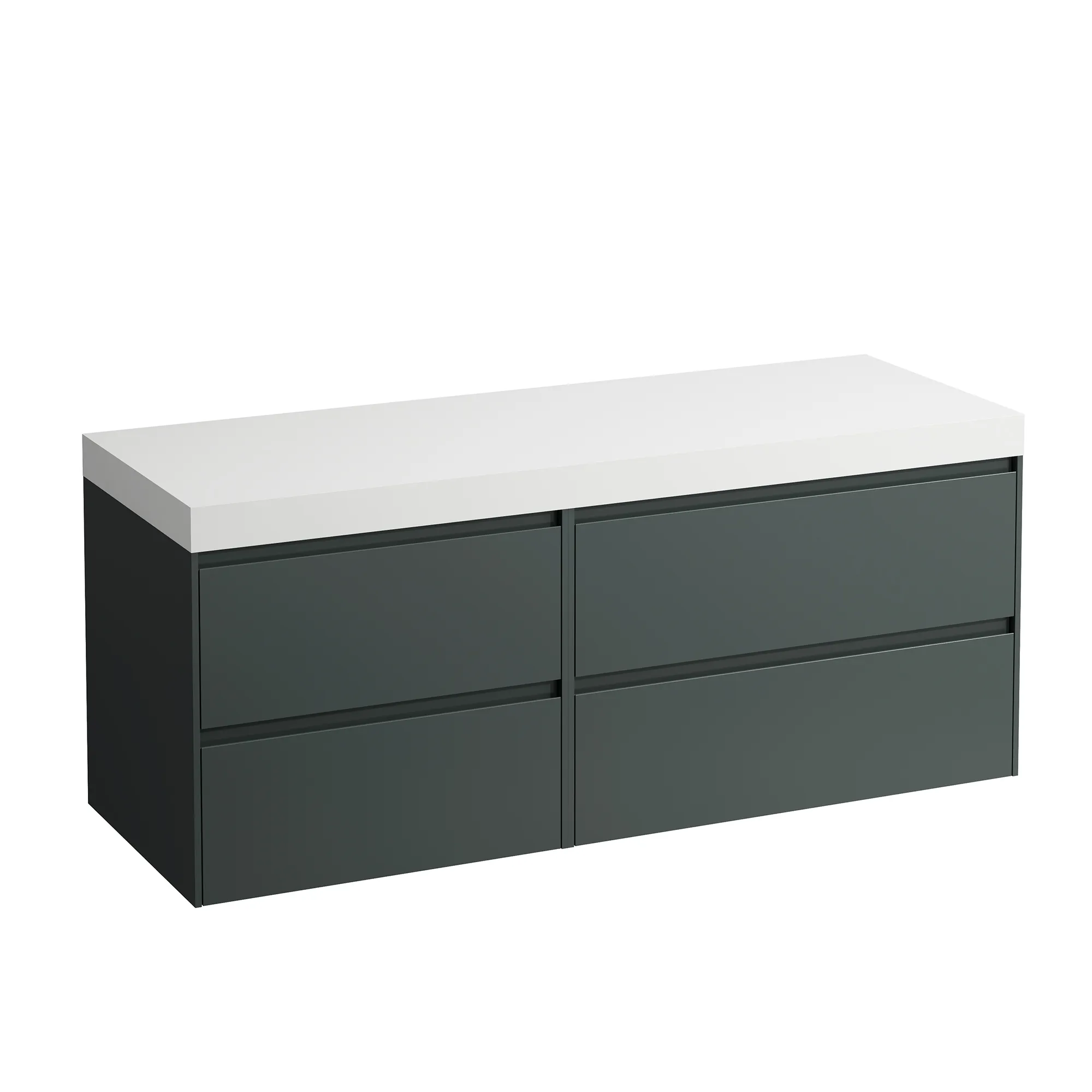 Waschtischunterbau+Waschtischplatte (MODULAR SYSTEM) LANI 495x1370x580 ohne Ausschnitt Abdeckplatte 65 mm (Farbe: .260 weiß matt), mit 4 Schubladen (