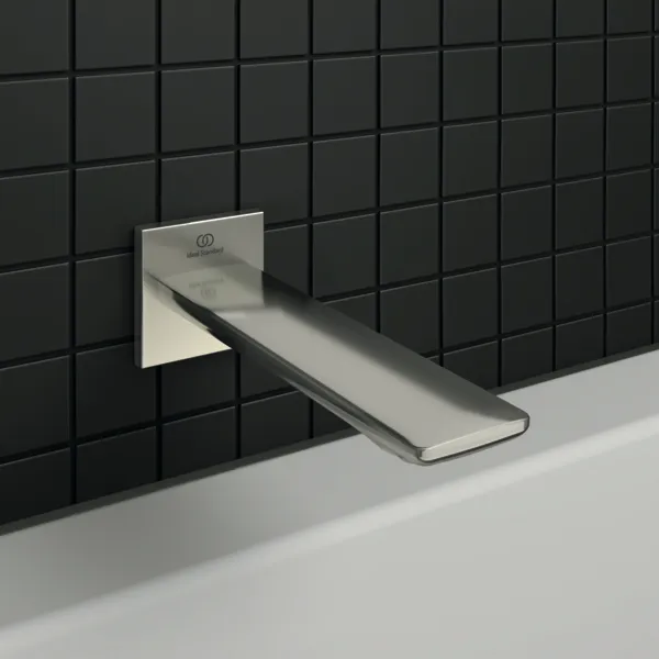 Ideal Standard Conca Wandauslaufventil, Ausladung 180 mm, eckige Rosette, Farbe Silver Storm Ideal Standard Conca Wandauslaufventil, Ausladung 180 mm, eckige Rosette, Farbe Silver Storm