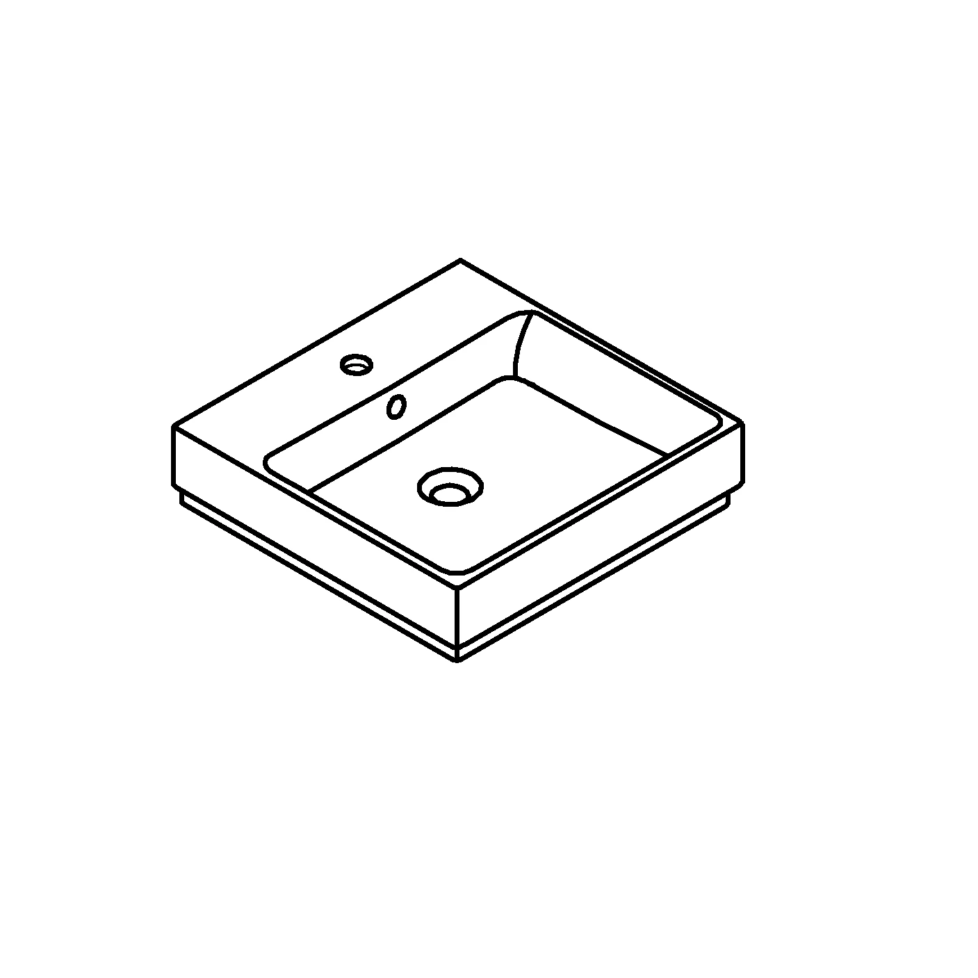 Waschtisch Cube Keramik 39474_H, wandhängend, 500 x 490 mm, 1 Hahnloch, 2 weitere vorgestochen, mit Überlauf, PureGuard Hygieneoberfläche, aus Sanitärkeramik, alpinweiß