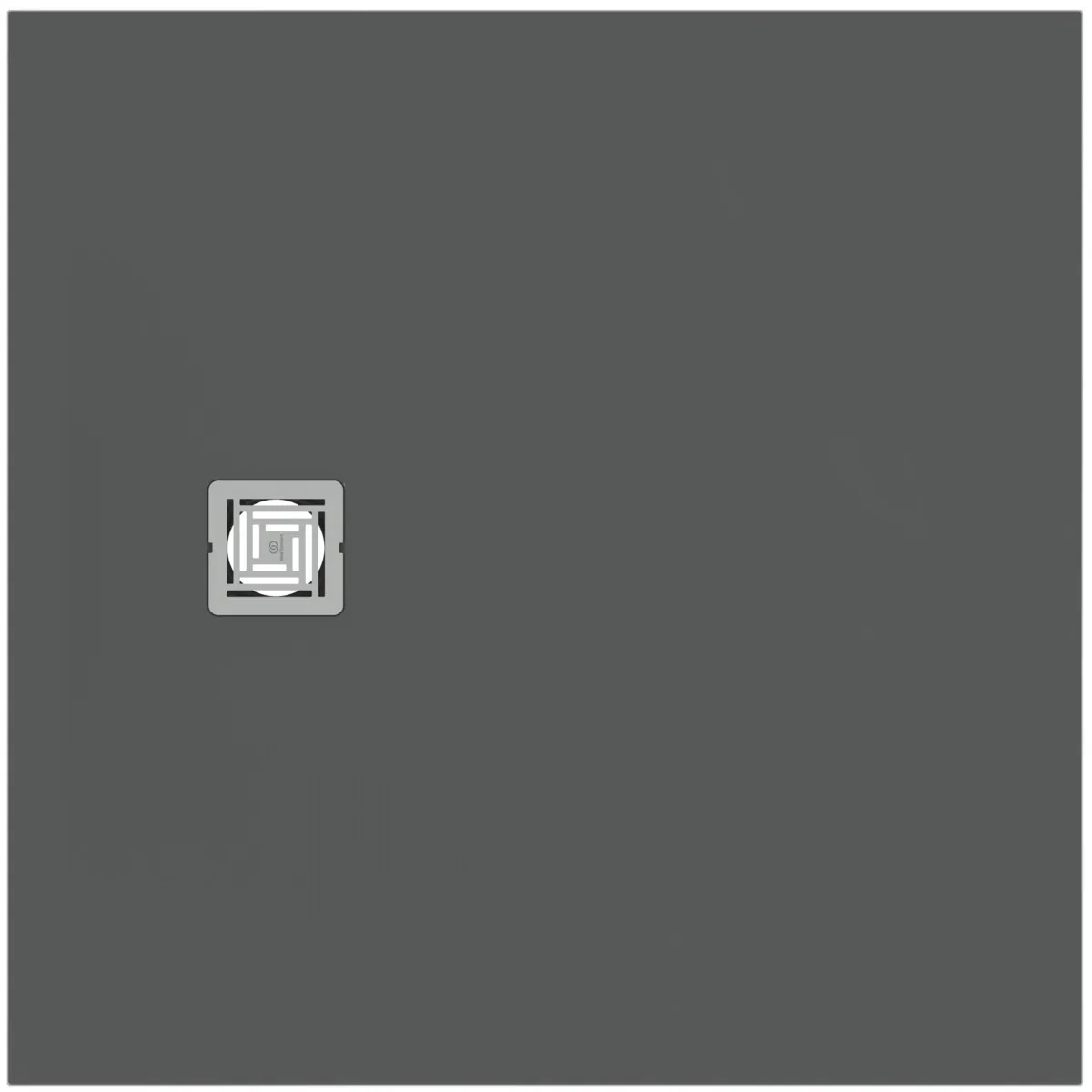 Ideal Standard Quadrat-Brausewanne Ultra Flat S +, 1000x1000 mm, 30 mm Höhe, Quarzgrau, mit Edelstahl-Ablaufabdeckung, antirutsch nach DIN EN 51097 Klasse C