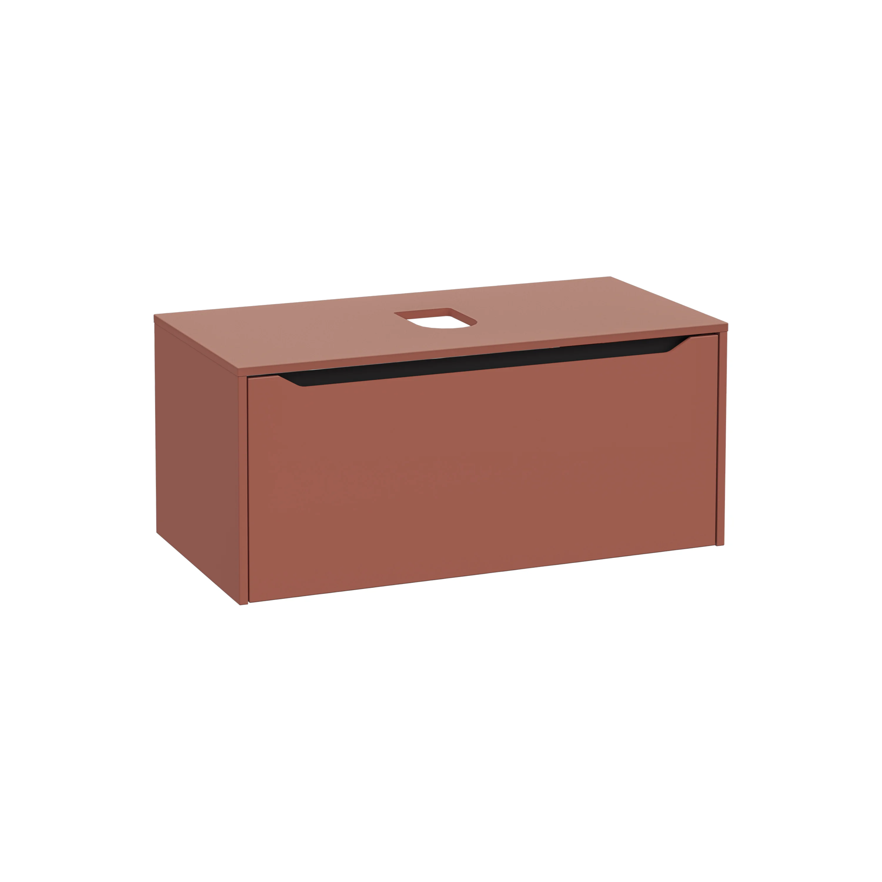 New Integra Square Waschtischunterschrank (Aufsatzwaschtisch) mit 1 Vollauszug 100 x 52 x 43 cm (BxTxH) Terracotta Matt