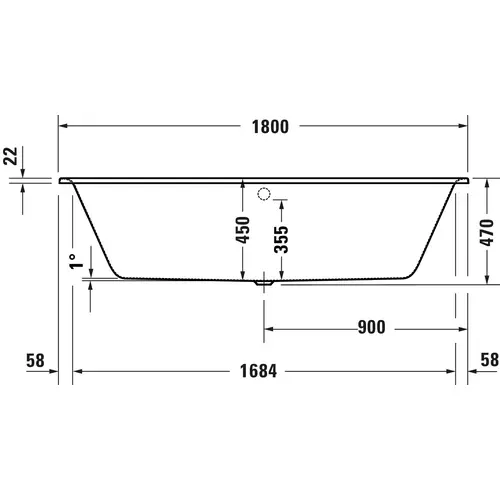 Badundu Badewanne rechteck 1800 × 800 mm, Mittelablauf