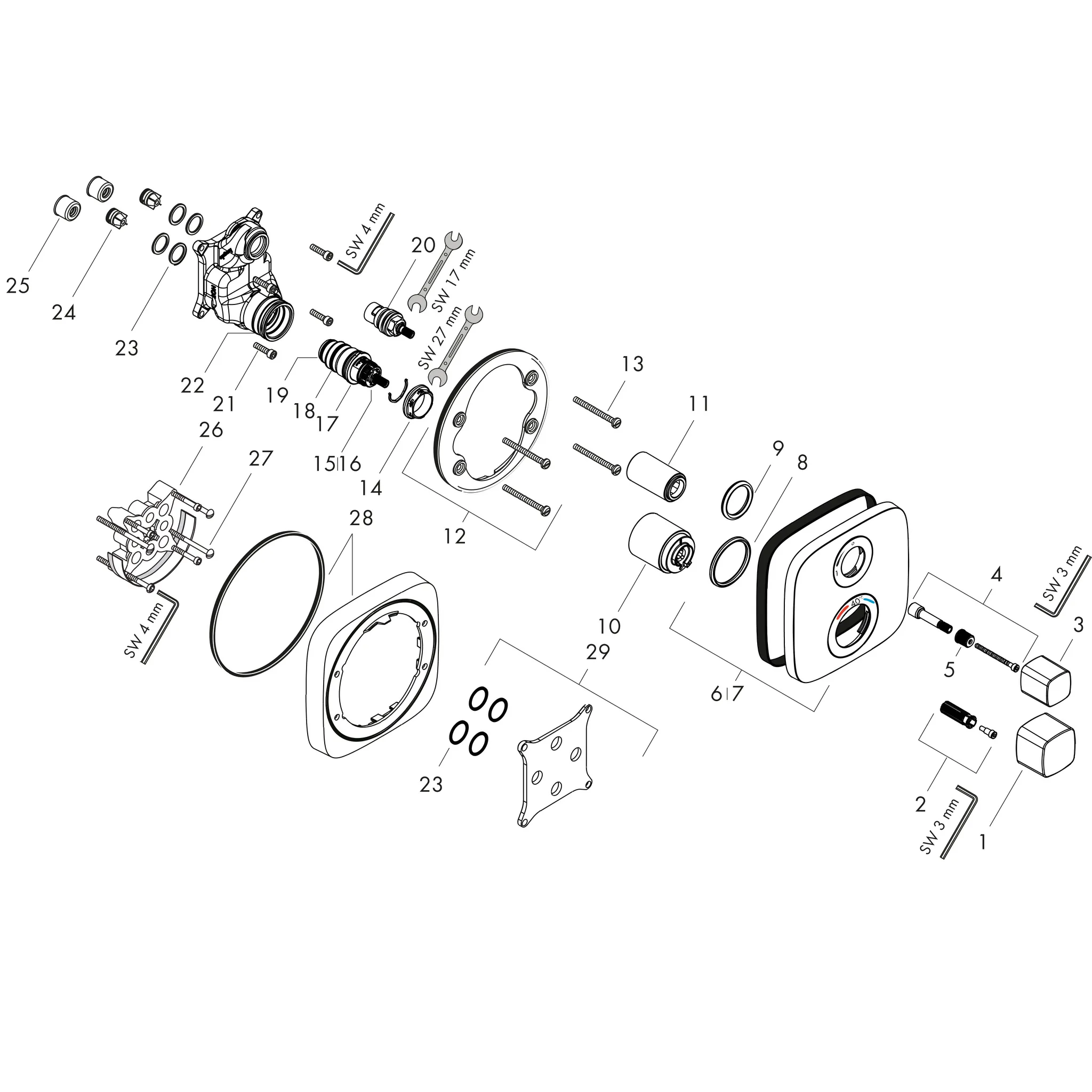 Thermostat Unterputz Ecostat E Fertigset 1 Verbraucher chrom Thermostat Unterputz Ecostat E Fertigset 1 Verbraucher chrom