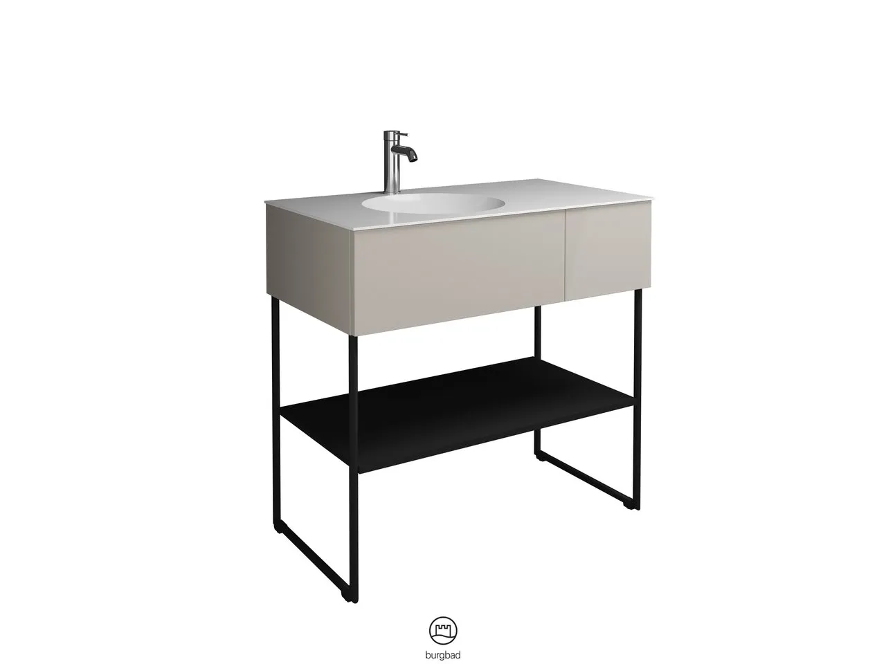 burgbad Coco Waschtisch Set, Mineralguss, Schwarz Seidenglanz burgbad Coco Waschtisch Set, Mineralguss, Schwarz Seidenglanz