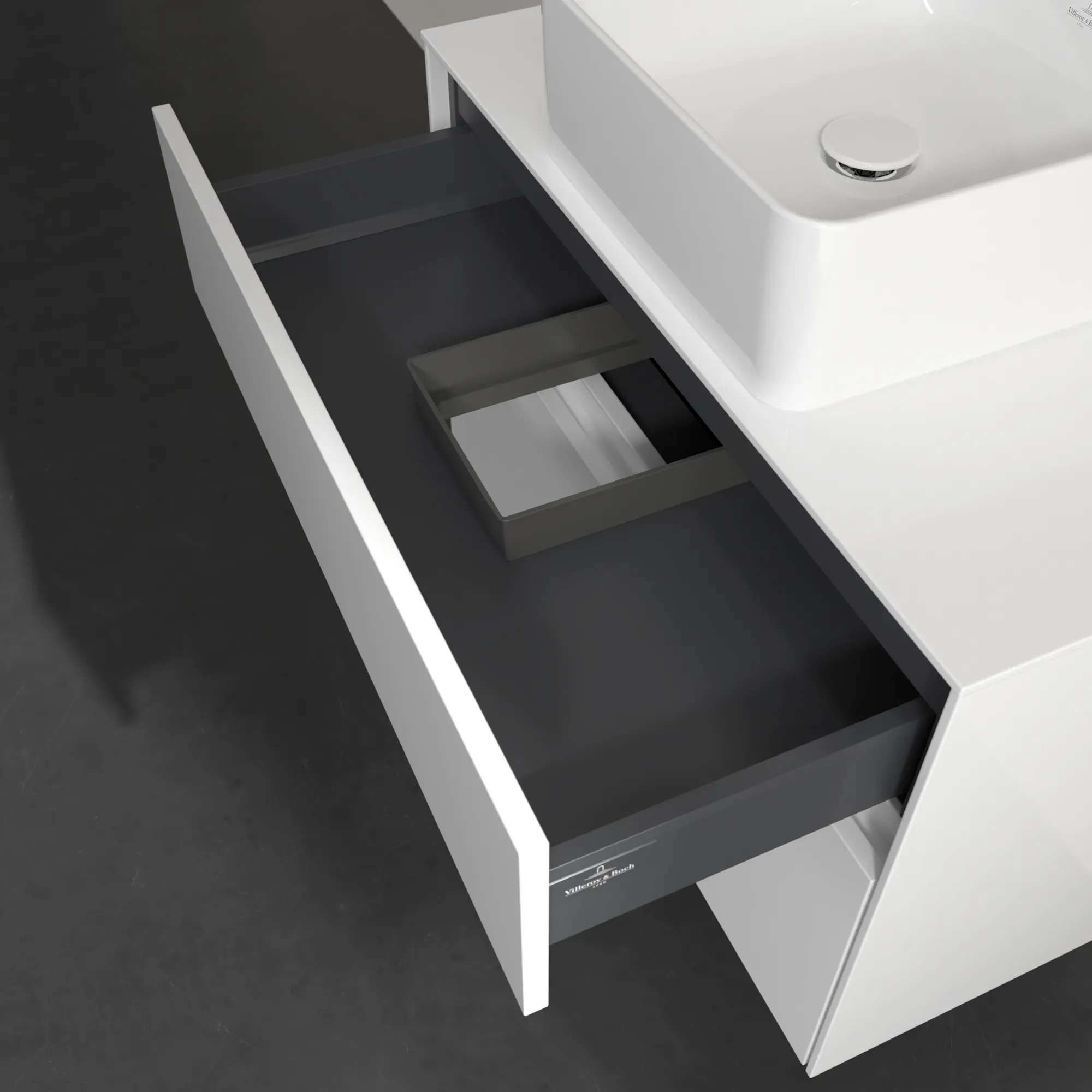 Villeroy & Boch Waschtischunterschrank „Collaro“ 800 × 548 × 500 mm Glossy White, ohne Beleuchtung, für Becken mittig