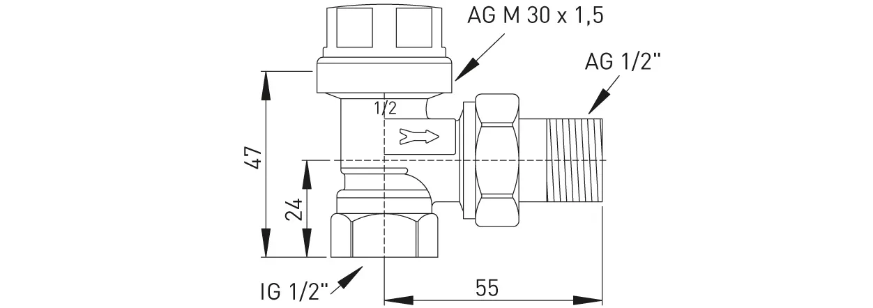 ASW Thermostatventil Eckform in ASW Thermostatventil Eckform in