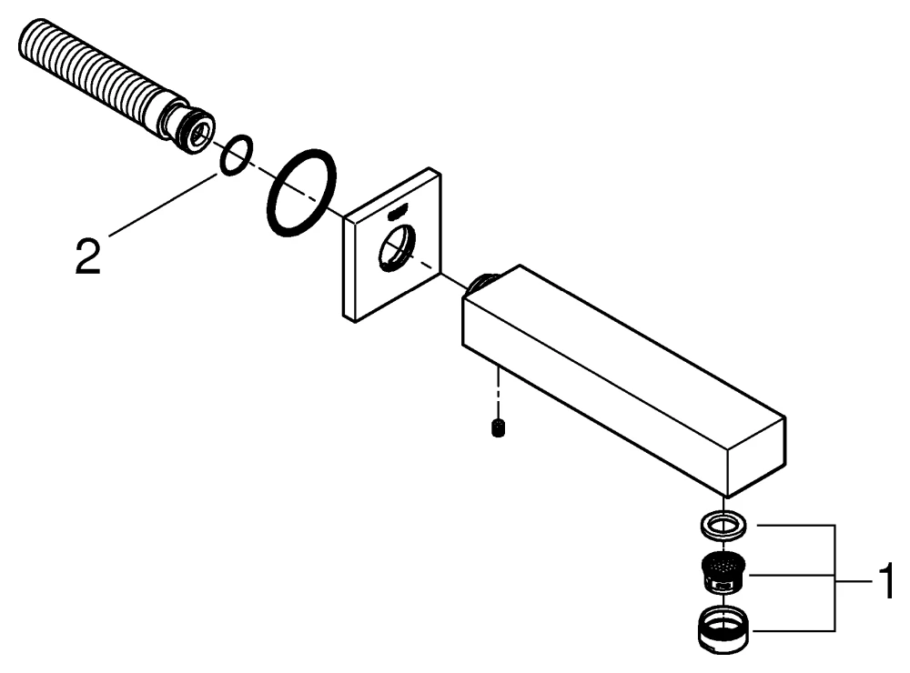 Wanneneinlauf Eurocube 13303, Wandmontage, Ausladung 170 mm, chrom