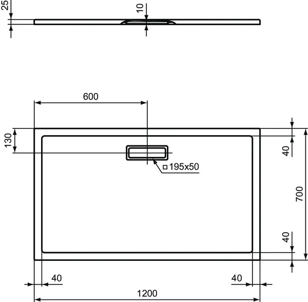 Ideal Standard Duschwanne „UltraFlatNew“ 70 × 120 cm in Schwarz Matt