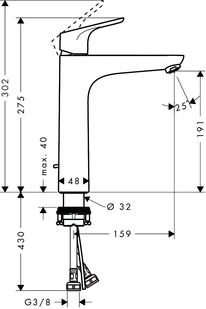 Hansgrohe Focus Einhebel-Waschtischmischer 190 mit Zugstangen-Ablaufgarnitur, Chrom