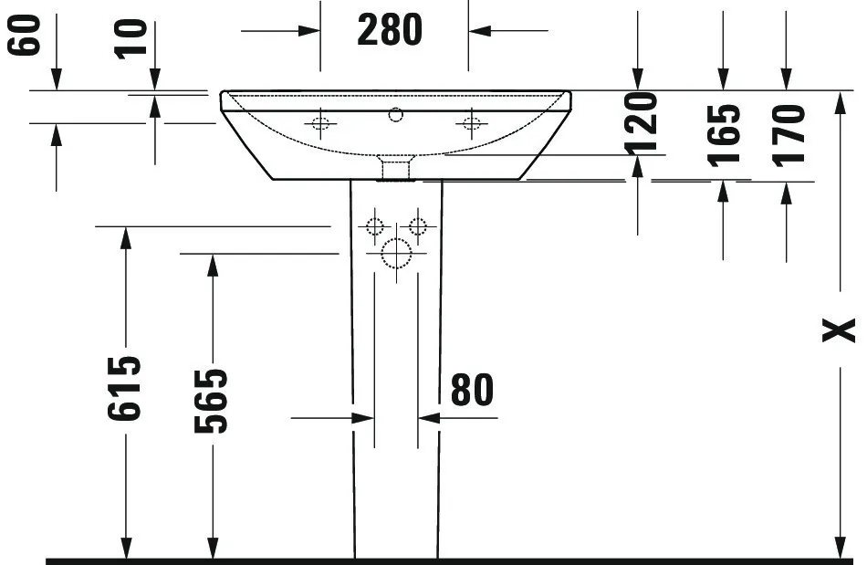 Wandwaschtisch „D-Neo“, mit Überlauf, Hahnlochposition mittig Wandwaschtisch „D-Neo“, mit Überlauf, Hahnlochposition mittig