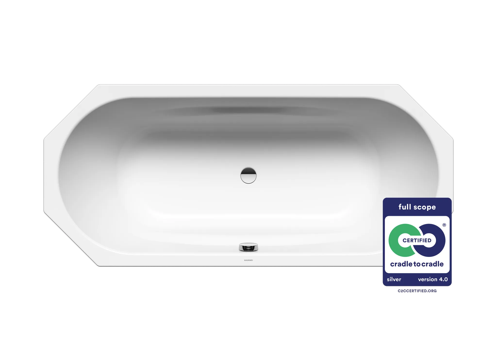 Kaldewei Badewanne „Vaio Duo 8“ achteck 180 × 80 cm, ohne Grifflochbohrungen in alpinweiß
