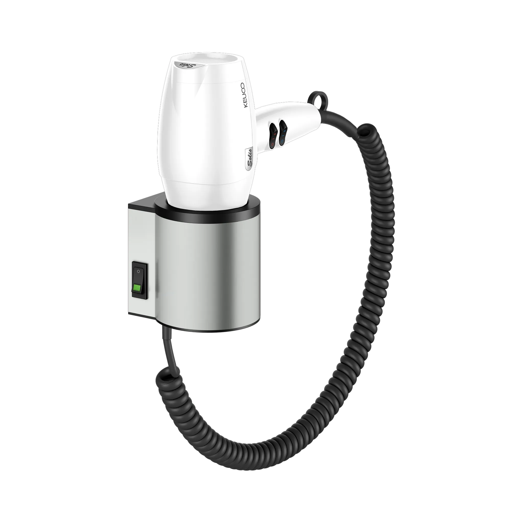 KEUCO Haartrockner mit Wandhalterung Edelstahl-finish/weiß