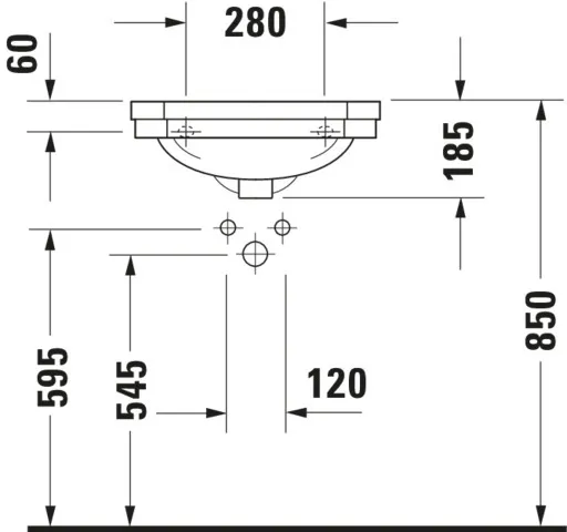 Handwaschbecken 1930 500 mm mit ÜL, mit HLB, 1 HL, weiß