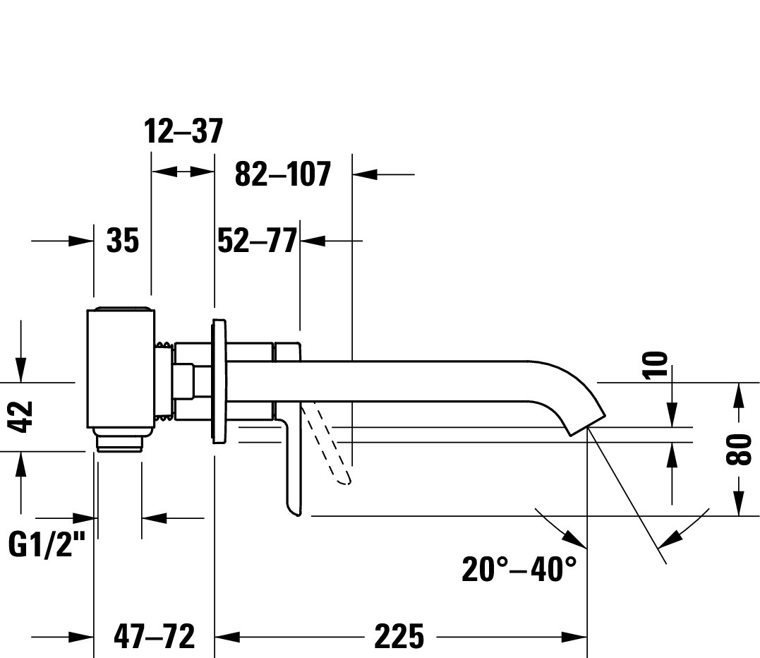 C.1 Einhebel-Waschtischmischer UP,verl.Ausl.,Ausl.225 Breite 173 mm