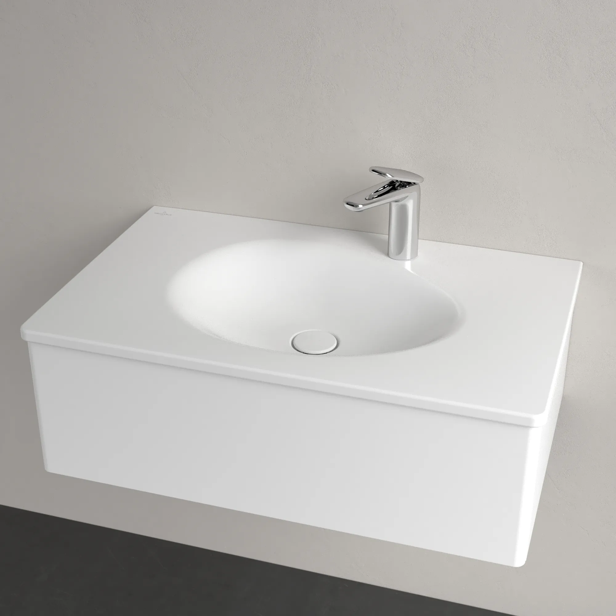 Villeroy & Boch Schrankwaschtisch Antao 4A7584, Stone White CeramicPlus, 800x500x150 mm, mit verdecktem Überlauf, TitanCeram, für 1-Loch-Armatur
