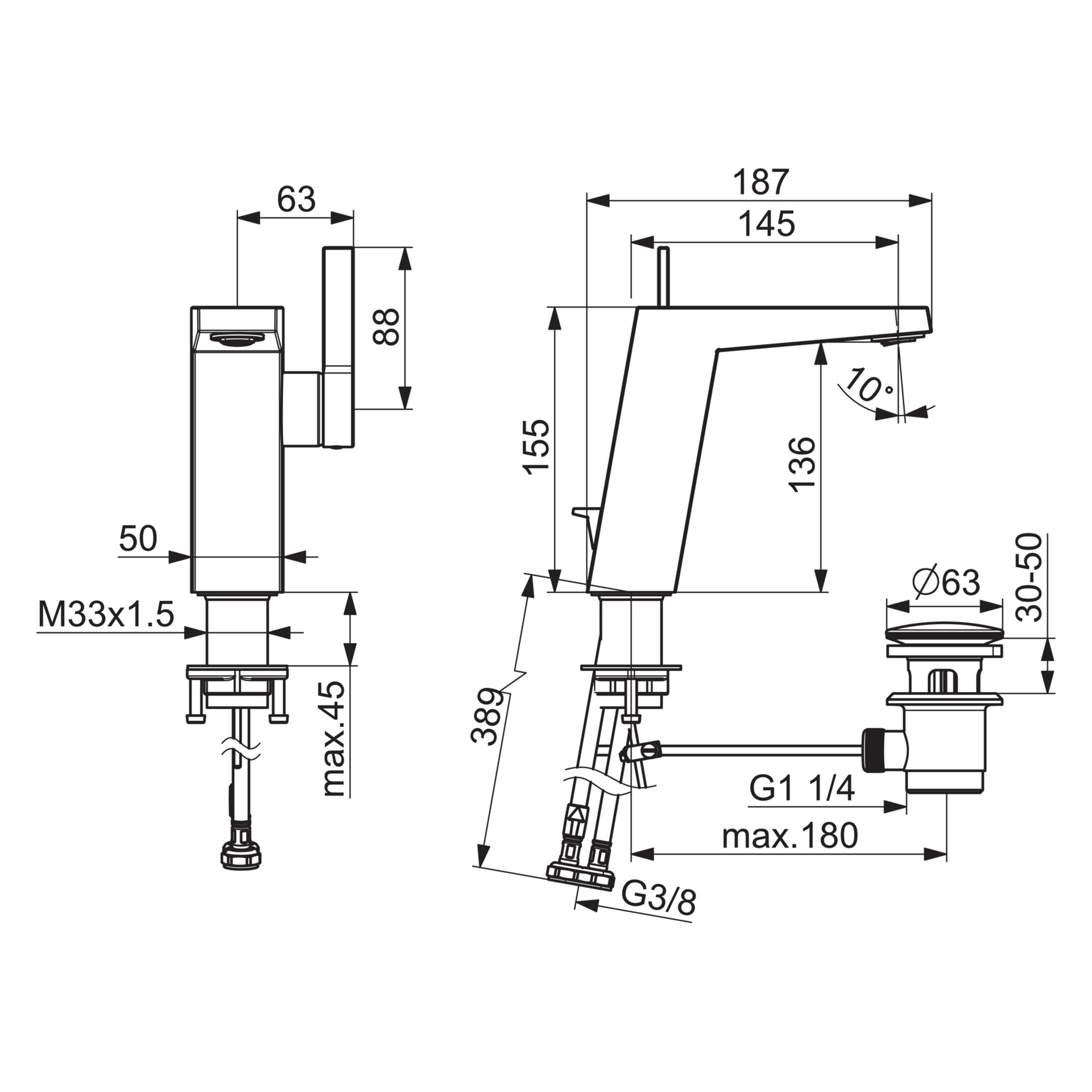 Einhebelmischer Waschtischbatterie „Loft“ in Chrom Einhebelmischer Waschtischbatterie „Loft“ in Chrom