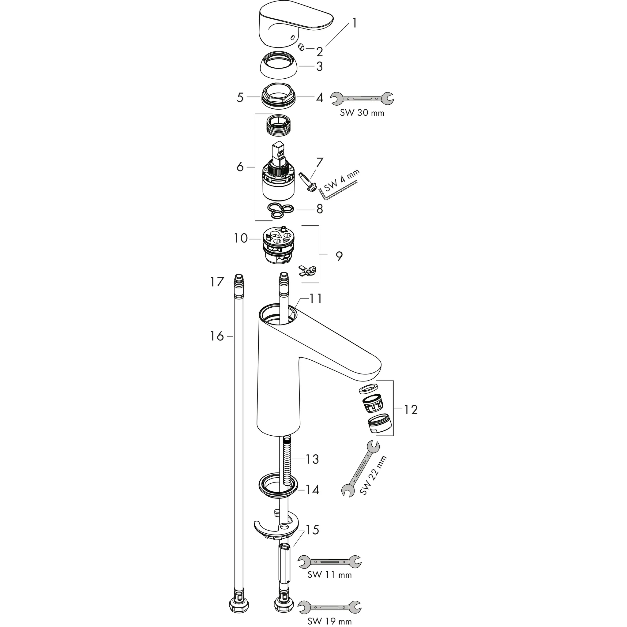 Waschtischmischer 100 Focus LowFlow ohne Ablaufgarnitur chrom