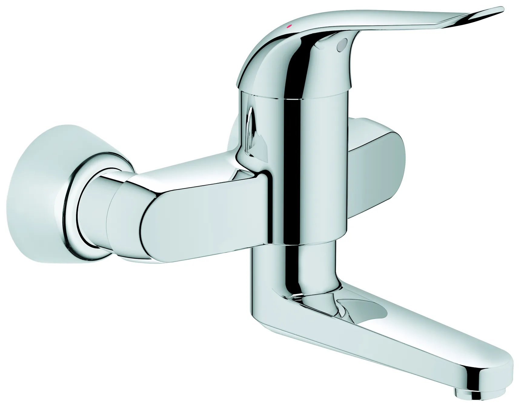 Einhand-Waschtischbatterie Euroeco Special 32767, Wandmontage, 46 mm Keramikkartusche, Ausladung 197 mm, Hebellänge 120 mm, chrom Einhand-Waschtischbatterie Euroeco Special 32767, Wandmontage, 46 mm Keramikkartusche, Ausladung 197 mm, Hebellänge 120 mm, chrom