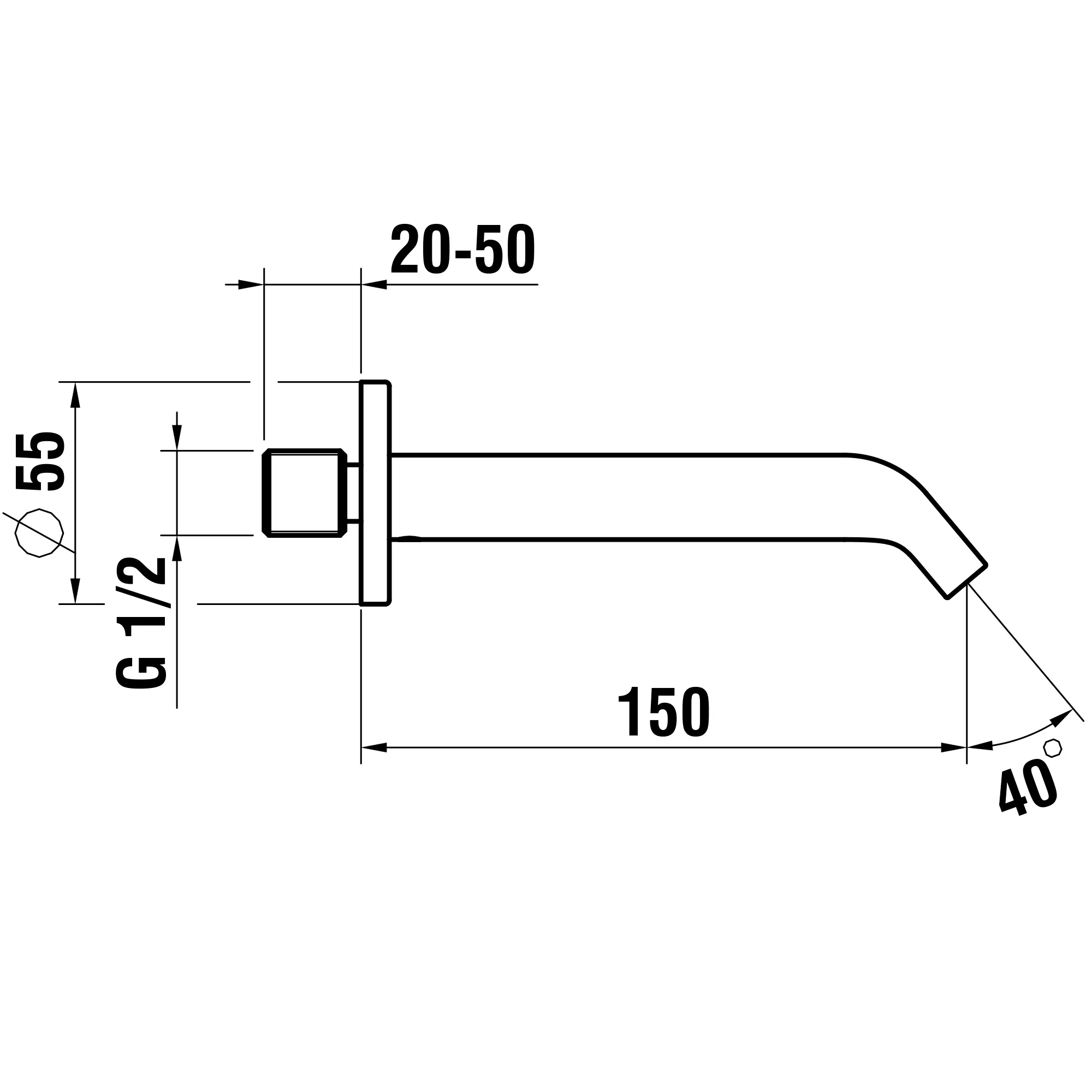 Wanneneinlauf MEDA Festauslauf Ausladung 150mm chrom Wanneneinlauf MEDA Festauslauf Ausladung 150mm chrom