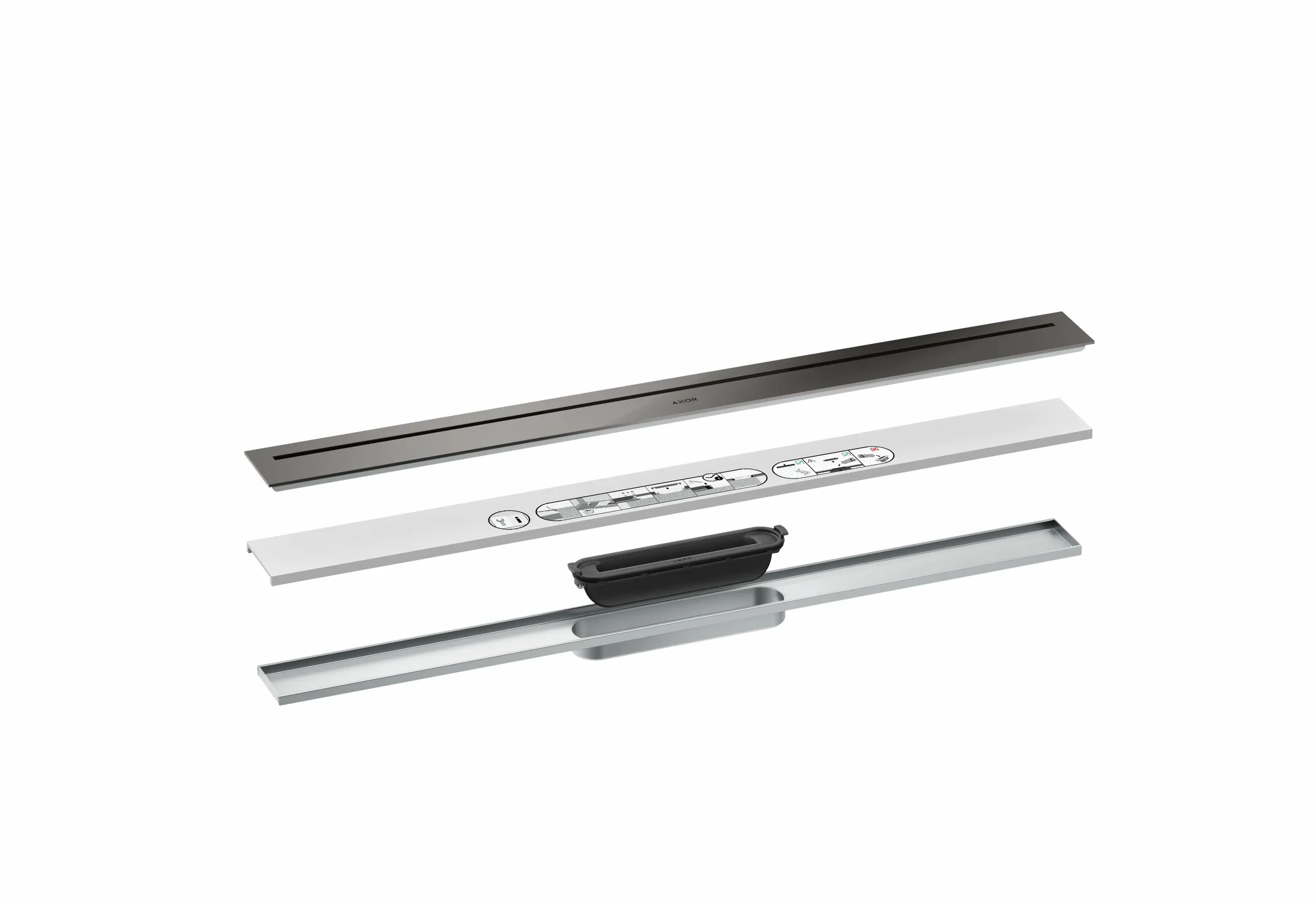 Hansgrohe AXOR Drain Fertigset Duschrinne 800 mm Polished Black Chrome Hansgrohe AXOR Drain Fertigset Duschrinne 800 mm Polished Black Chrome