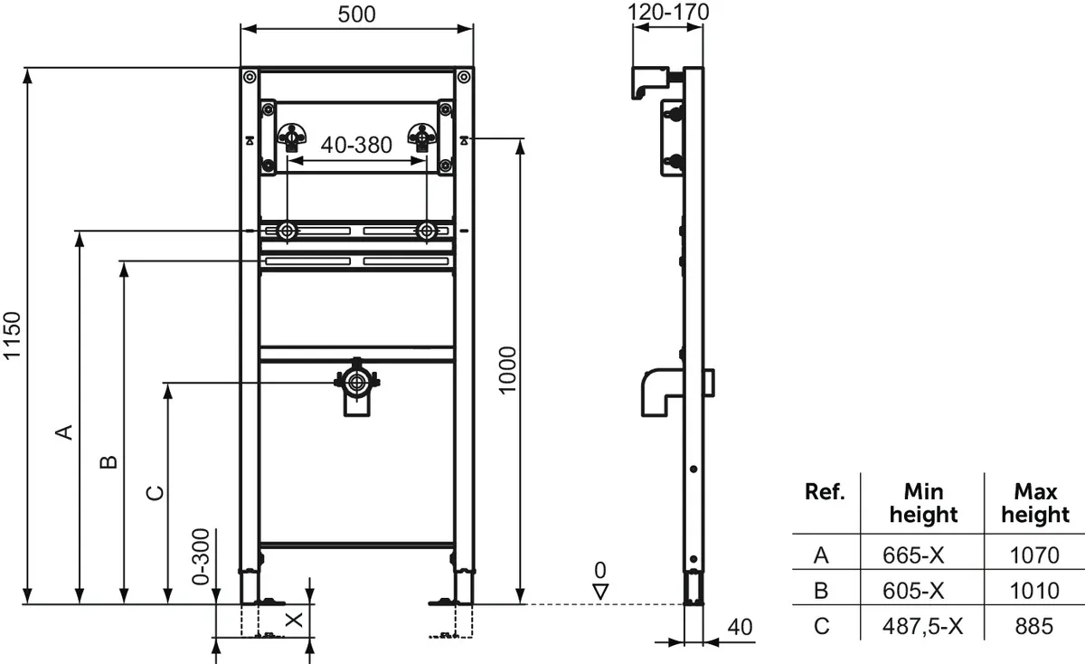 Ideal Standard Vorwand-/Einbauelement für Waschtisch „ProSys“ 115 × 50 × 12 cm Ideal Standard Vorwand-/Einbauelement für Waschtisch „ProSys“ 115 × 50 × 12 cm