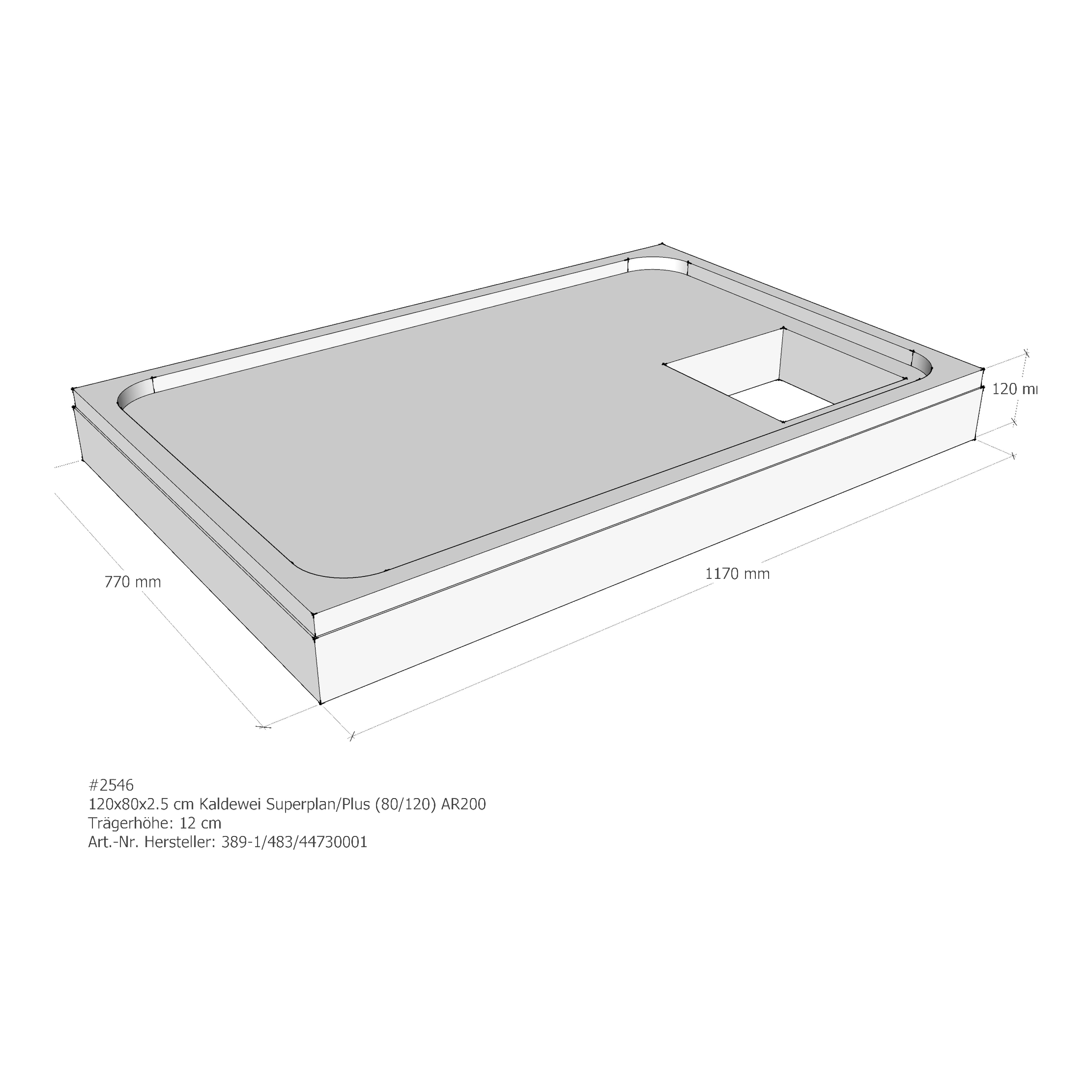 Duschwannenträger für Kaldewei Superplan (Plus) 80 × 120 × 2,5 cm