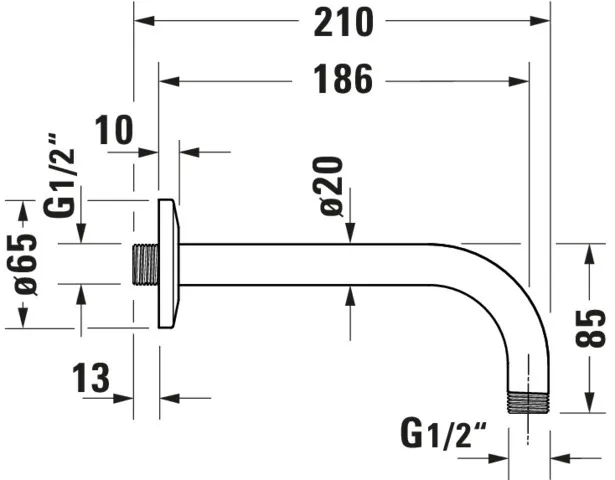 Brausegarnitur Brausen und Zubehör Brausearm „ZubehörArmaturen“ in Schwarz (matt)