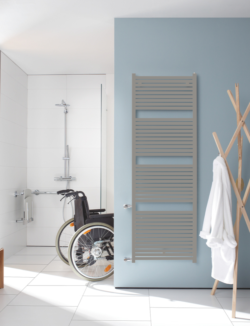 Zehnder Design-Heizkörper Toga elektrisch TE-180-075/GD, 1785 x 35 x 750 mm, Titane, RAL 9016, spritzwassergeschützt IP44
