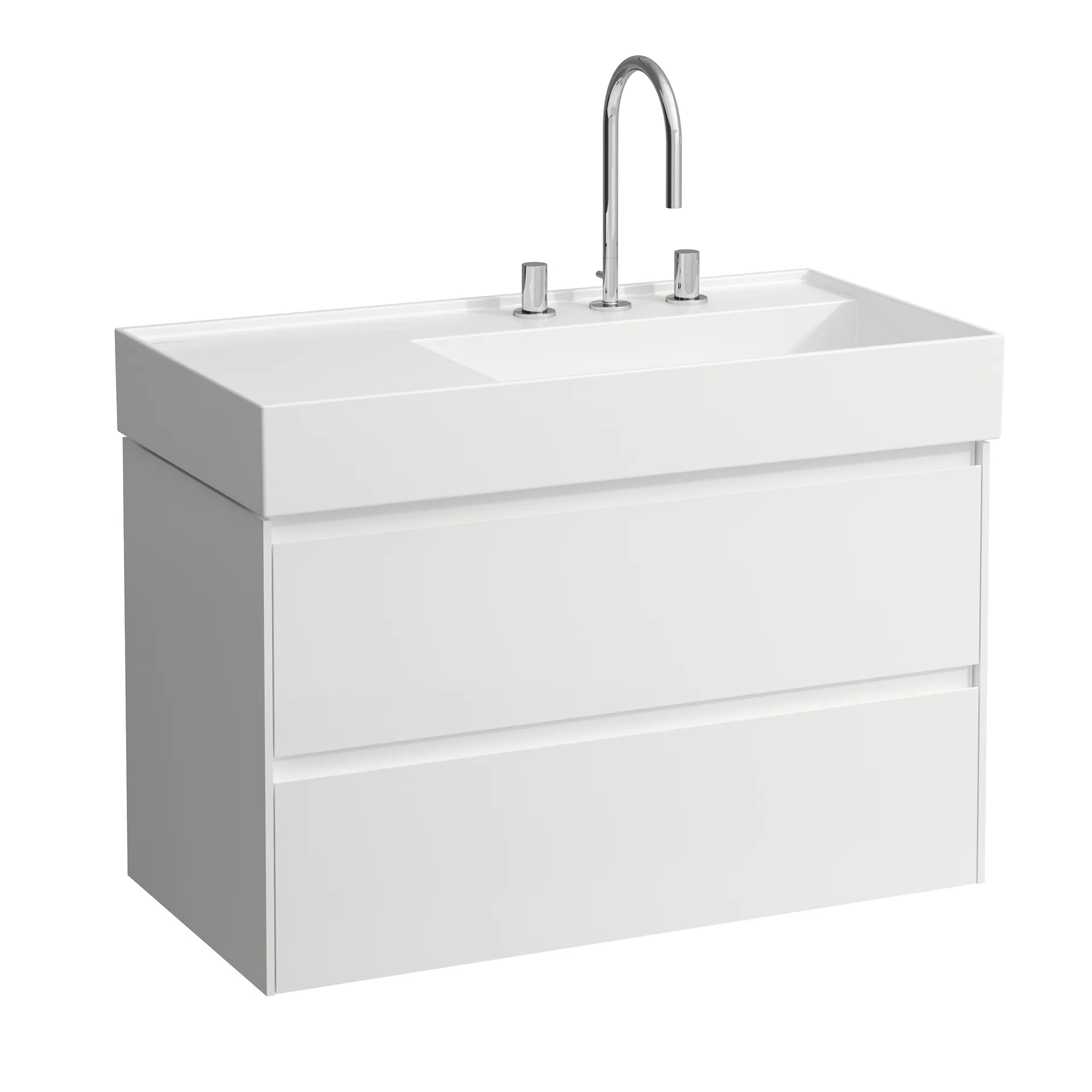 Laufen Waschtischunterbau LANI 448x882x515, 2 Schubladen, integrierte Griffleiste, Vollauszug, Soft-Close, für Waschtisch Kartell Laufen H810339, weiß matt Laufen Waschtischunterbau LANI 448x882x515, 2 Schubladen, integrierte Griffleiste, Vollauszug, Soft-Close, für Waschtisch Kartell Laufen H810339, weiß matt