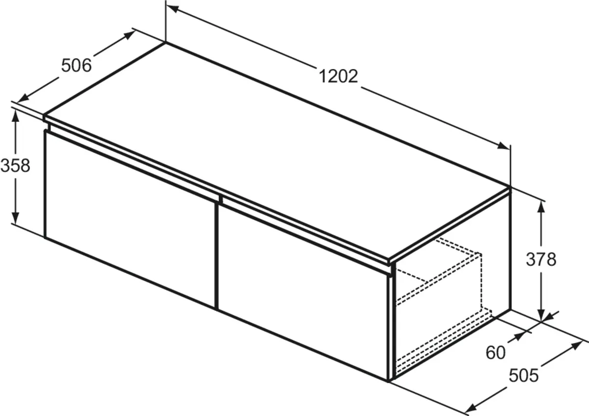 Ideal Standard Waschtischunterschrank „Finesse“ 120,2 × 37,8 × 50,5 cm Ulme dunkel Ideal Standard Waschtischunterschrank „Finesse“ 120,2 × 37,8 × 50,5 cm Ulme dunkel