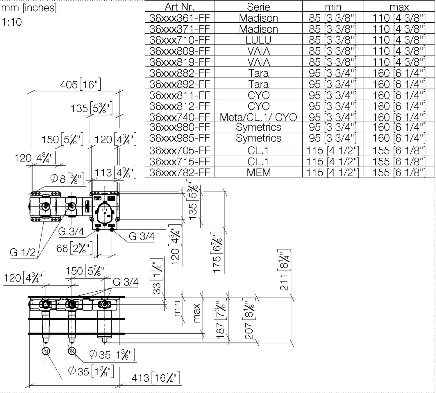 UP-Thermostatmodul mit 2 Ventilen SERIENNEUTRAL 35524970