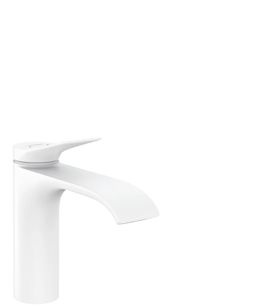 Hansgrohe Vivenis Einhebel-Waschtischmischer 110, Mattweiß, Ausladung 146 mm, Auslaufhöhe 110 mm, Hebelgriff, WaterfallStream, max. Durchfluss 5 l/min, Keramikmischsystem, einstellbare Temperaturbegrenzung, für Durchlauferhitzer geeignet