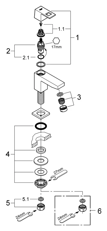 Standventil Eurocube 23137, XS-Size, Einlochmontage, 5,7 l/min SpeedClean Mousseur, chrom Standventil Eurocube 23137, XS-Size, Einlochmontage, 5,7 l/min SpeedClean Mousseur, chrom