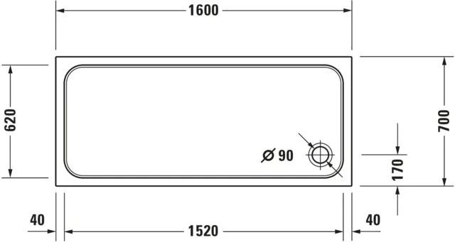 Duravit rechteck Duschwanne „D-Code“ 160 × 70 cm 