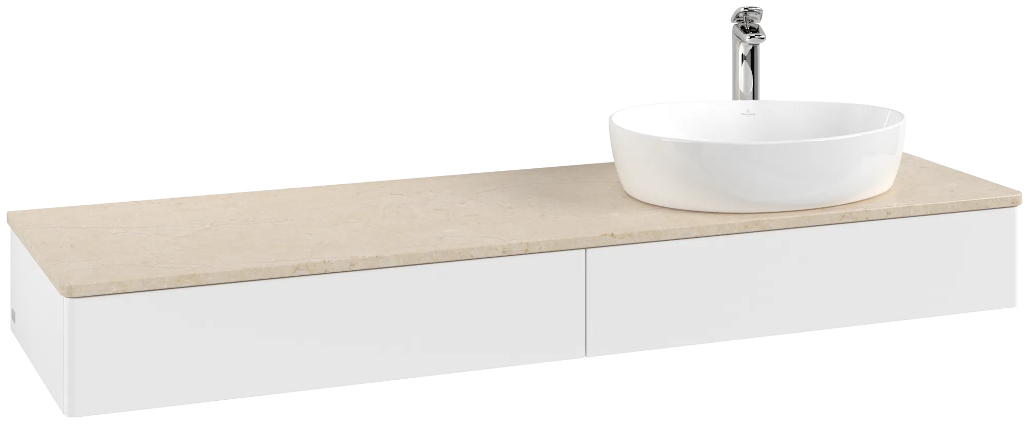 Villeroy & Boch Antao Waschbeckenunterschrank L16_5, 1600x190x500mm, White Matt Lacquer / Botticino
