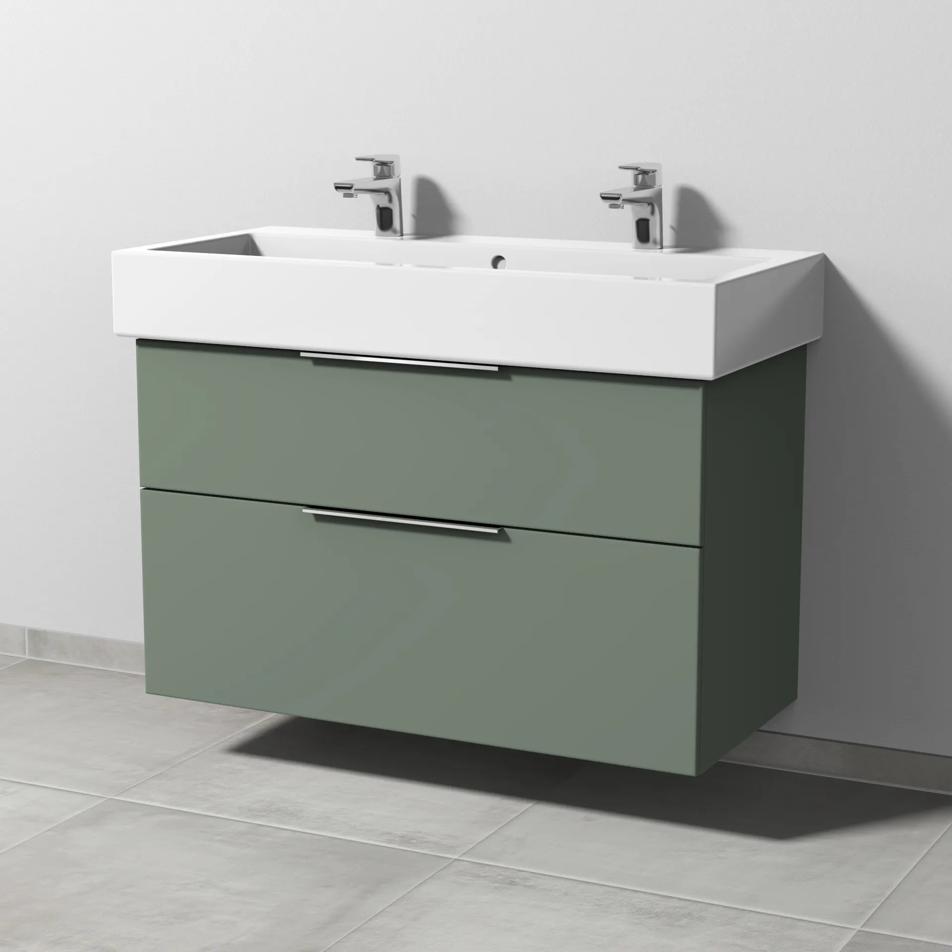 Sanipa Waschtischunterschrank „3way“ passend zu Keramik-Waschtische Vero von Duravit 950 × 593 × 447 mm in Soft-Green