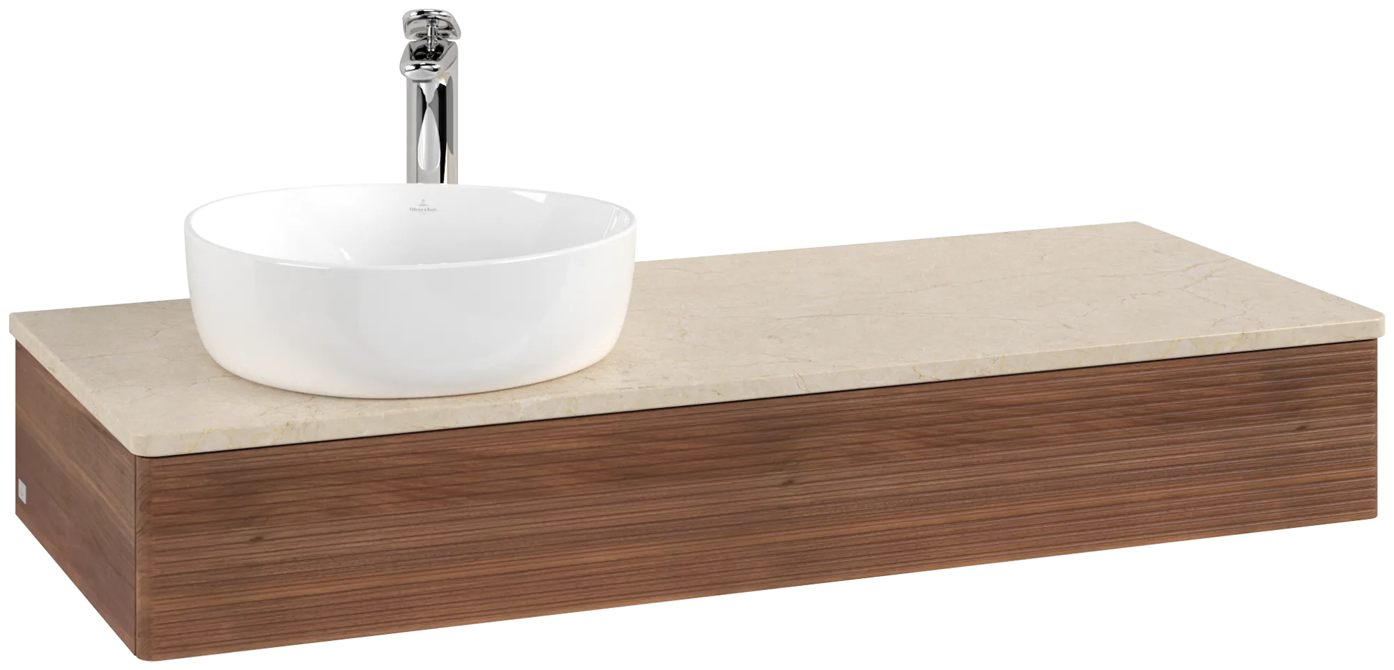 Villeroy & Boch Waschtischunterschrank „Antao“ 1200 × 190 × 500 mm Warm Walnut, für Becken links, ohne Beleuchtung Villeroy & Boch Waschtischunterschrank „Antao“ 1200 × 190 × 500 mm Warm Walnut, für Becken links, ohne Beleuchtung