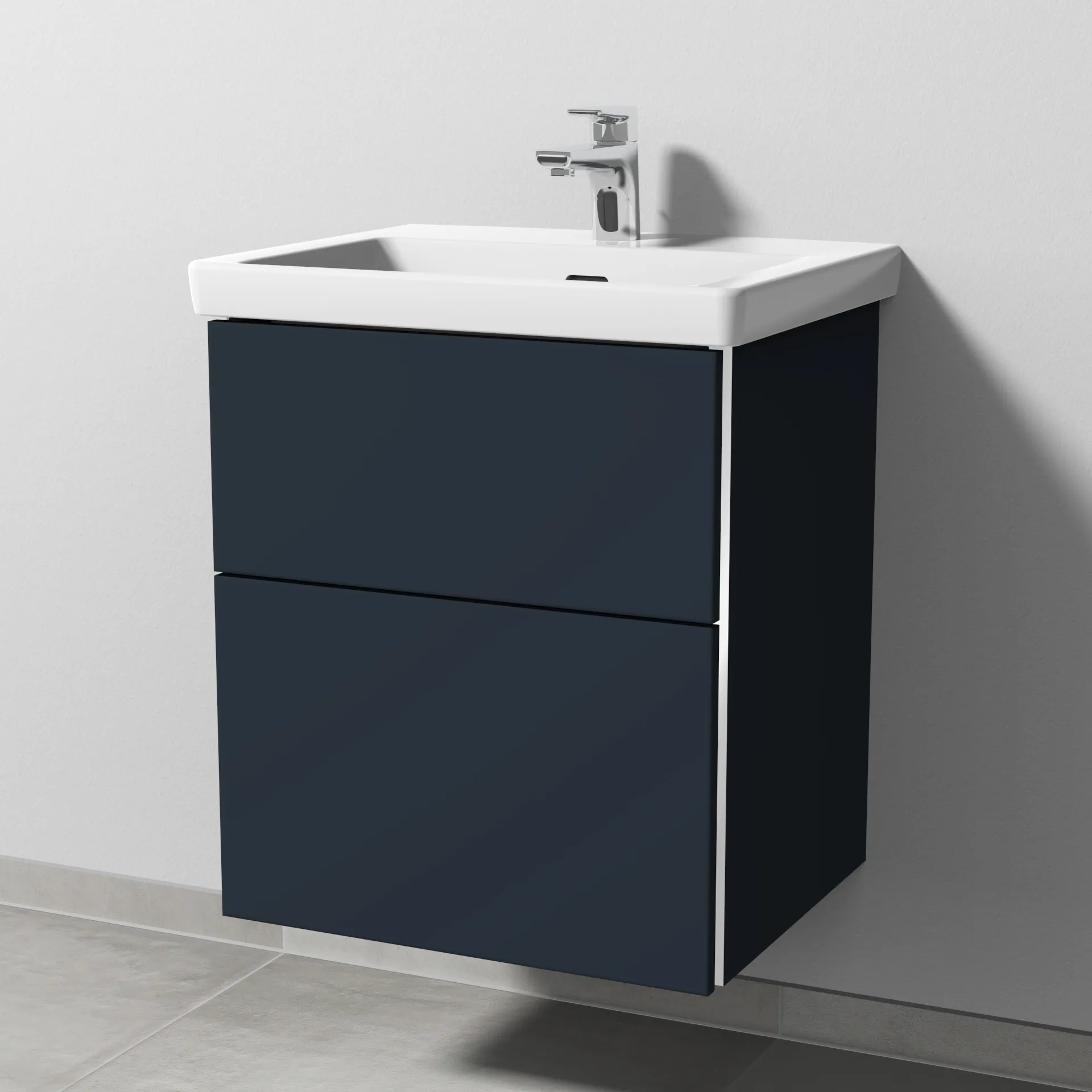 Sanipa Waschtischunterschrank „3way“ 507 × 588 × 432 mm in Marine (matt), mit Hahnlochbohrung, Becken mittig