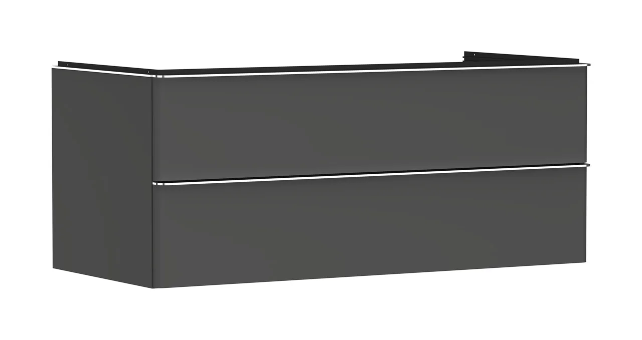 Hansgrohe Xelu Q Waschtischunterschrank Diamantgrau Matt, 1.180 x 540 mm, 2 Schubkästen, verchromte Griffe, SoftClose, vormontiert