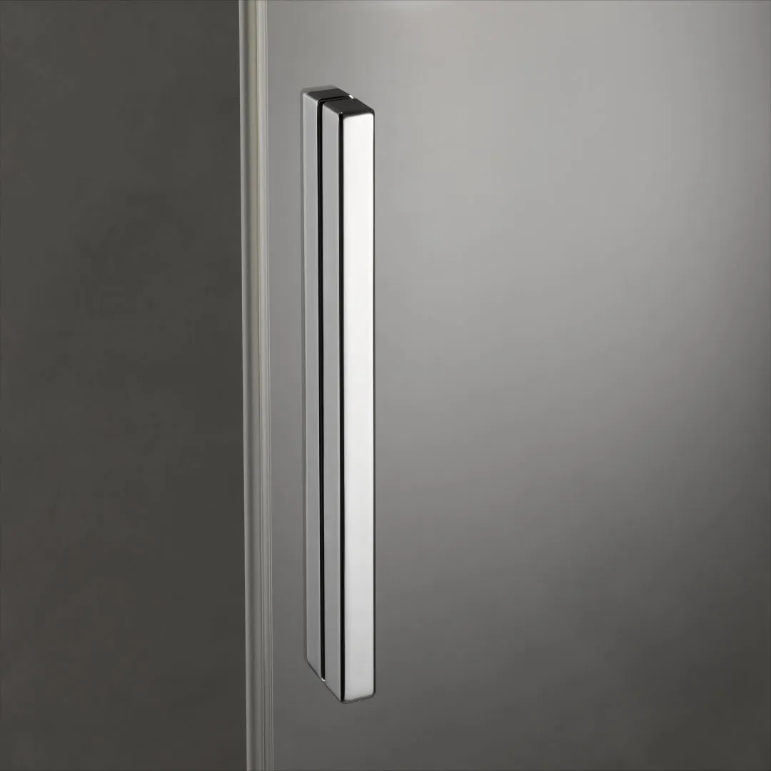 Kermi Duschtür Gleittür 2-teilig bodenfrei mit Festfeld links für Ecke „NICA“ Glas Klar, Profile Silber Hochglanz, BV: 975 - 1000 mm GAK: 970 - 995 mm WE: 985 - 1010 mm H: 1850 mm