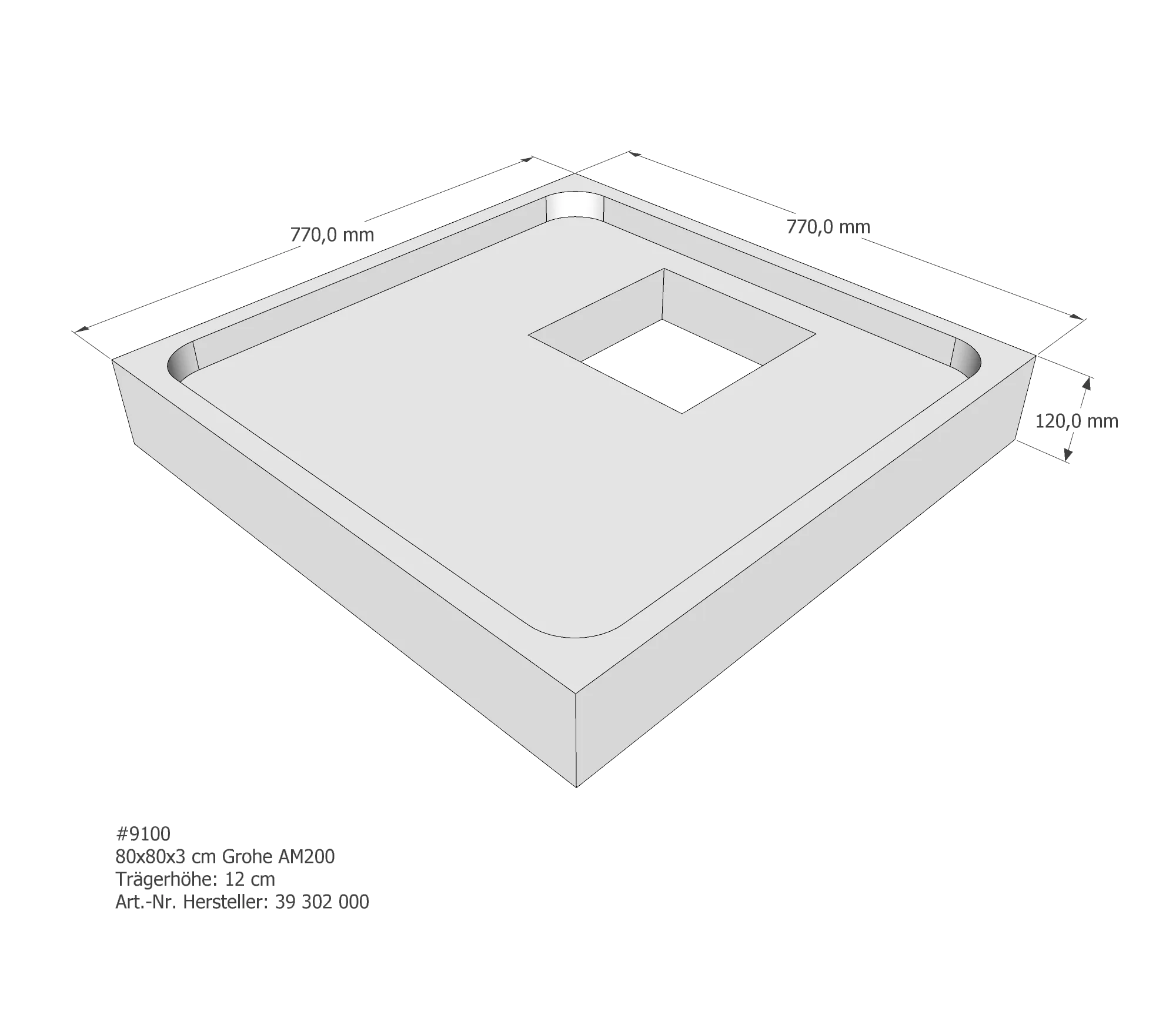 Duschwannenträger für Grohe Acryl Duschwanne 80 × 80 × 3 cm Duschwannenträger für Grohe Acryl Duschwanne 80 × 80 × 3 cm