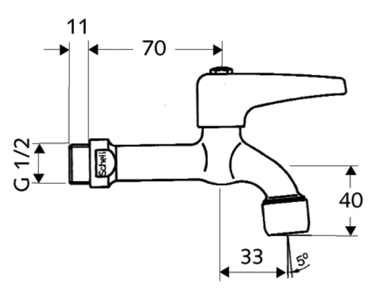 Auslaufventil, DN 15 G 1/2 AG, chrom