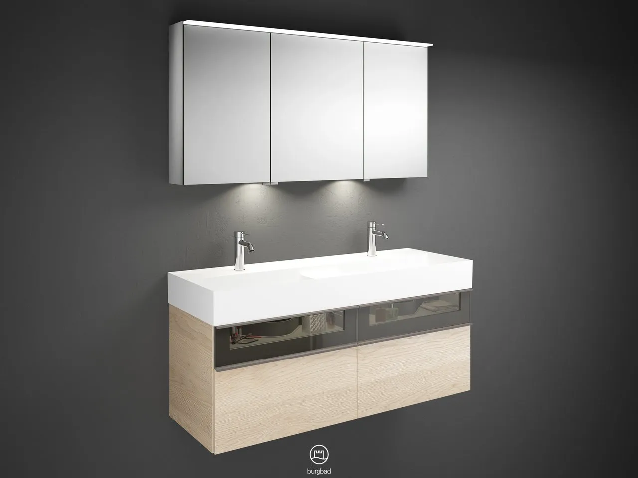 burgbad Badmöbelset „Yumo“ in Grau Hochglanz burgbad Badmöbelset „Yumo“ in Grau Hochglanz